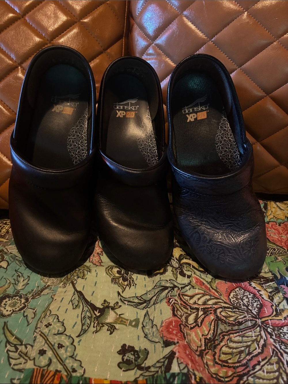 3 Pairs Women's Dansko XP 2.0 Black Leather Slip-On Work Shoes